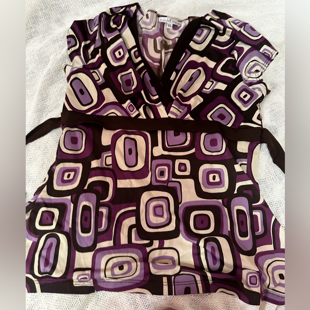 Geometric Purple and Black Top